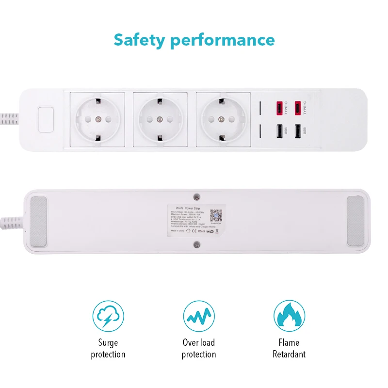 WiFi Smart power Strip внешний разветвитель розетки с usb type-c Защита от перенапряжения «Умная» вилка пульт дистанционного управления для Alexa Google Home