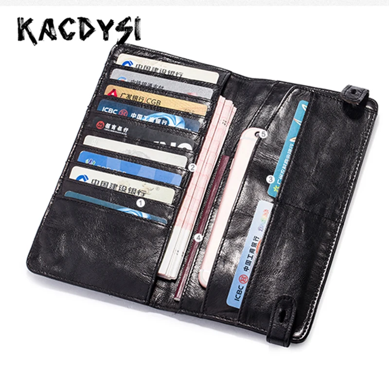 Винтажный Модный мужской кошелек из 100% натуральной кожи роскошный длинный