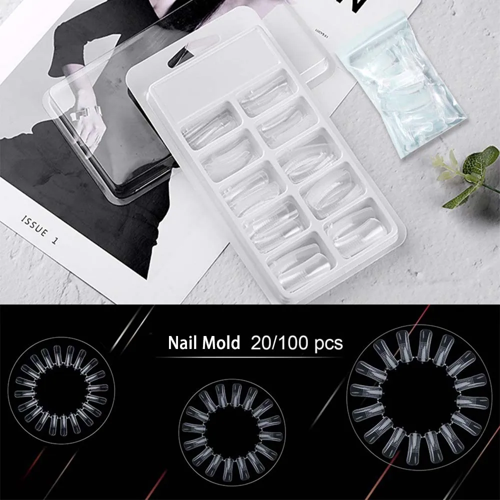 

20/100 шт., формы для наращивания ногтей, с миндалем