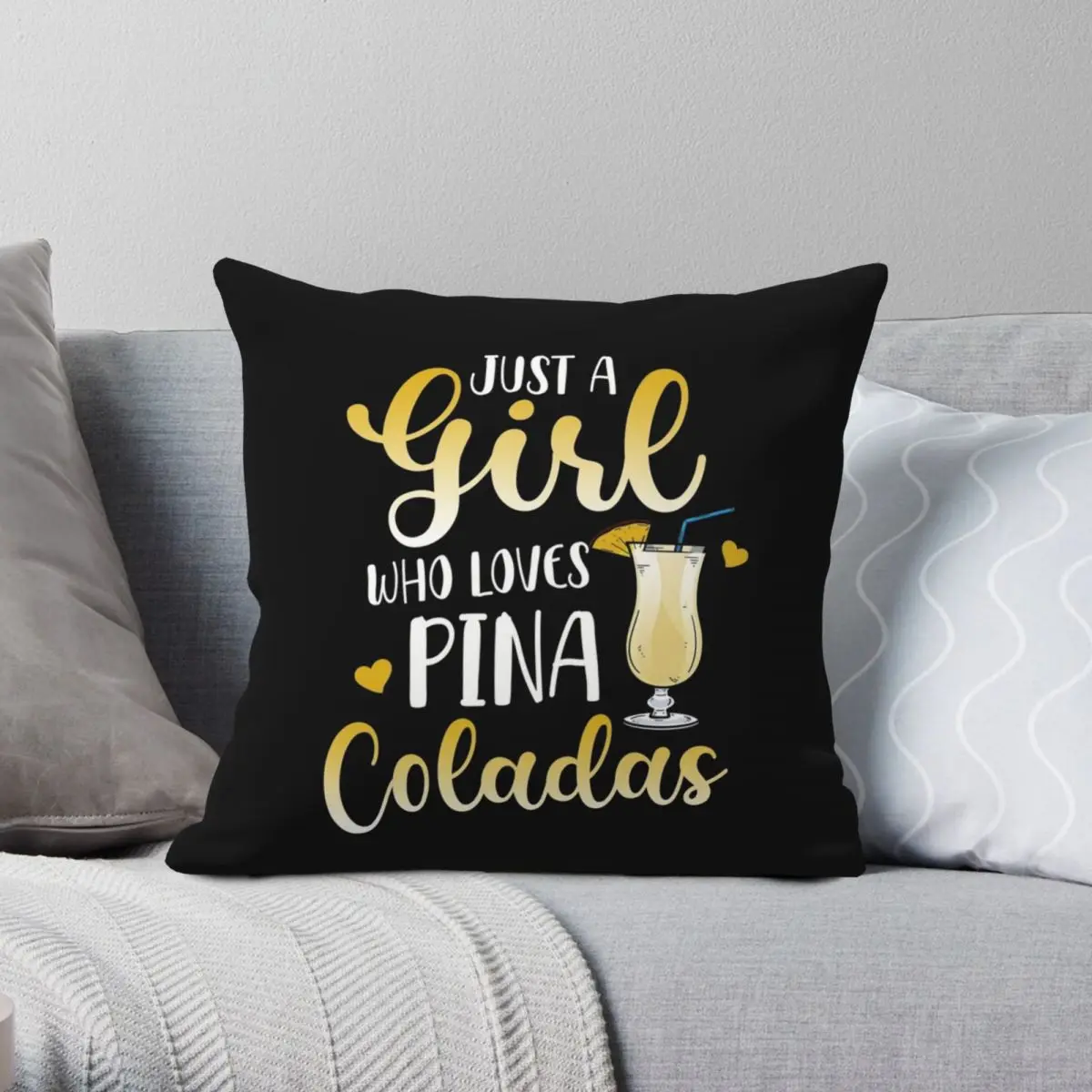 

Funny Pina Colada Pillowcase Polyester Linen Velvet Printed Zip Decor Home Cushion Cover