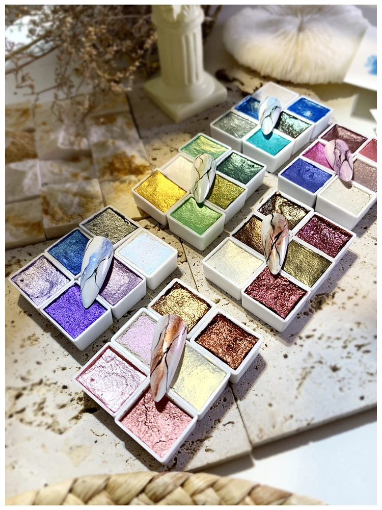 

Handmade 36colors metal set half pans watercolor paint art supplies