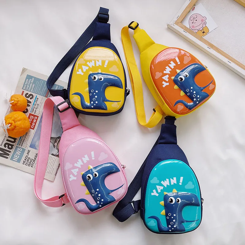 

Outdoor travel backpack trend children's school bag boys messenger funny dinosaur eggshell chest bag cute baby waist bag