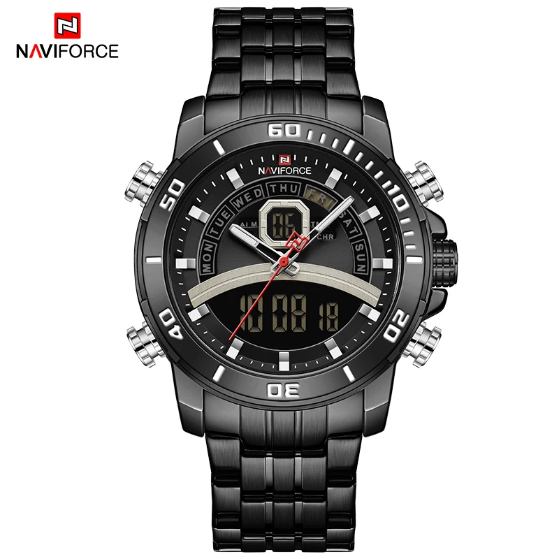 NAVIFORCE мужские часы люксовый бренд нержавеющая сталь ремешок спортивные цифровой