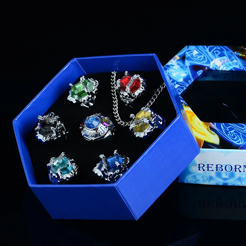 7 шт./компл. kateкё Hitman Reborn Sawada Tsunayoshi Vongola аниме модное Ювелирное кольцо косплей