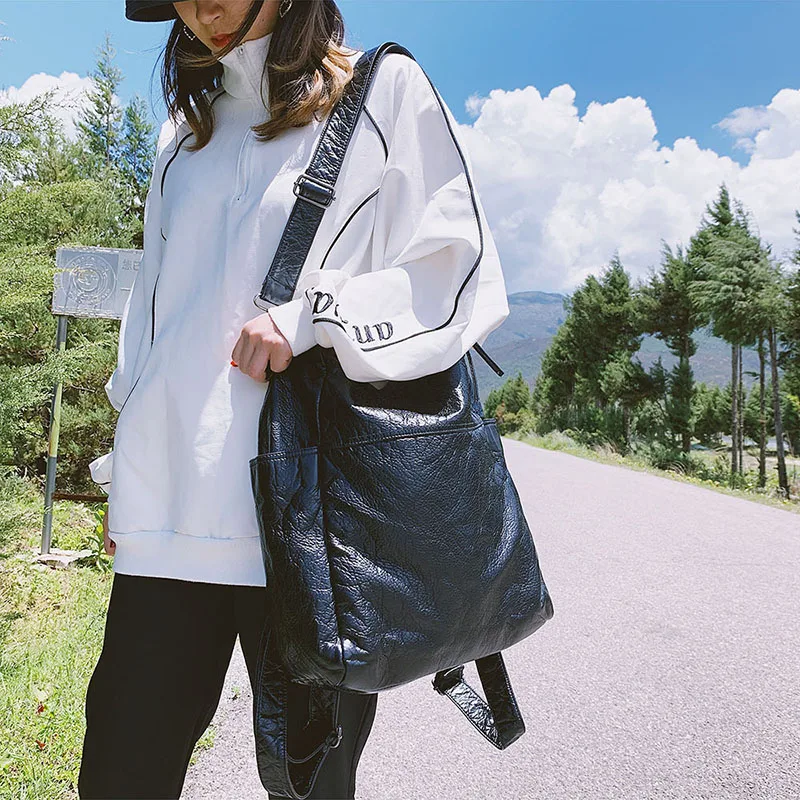 Женские рюкзаки из мытой кожи в стиле ретро многофункциональная вместительная