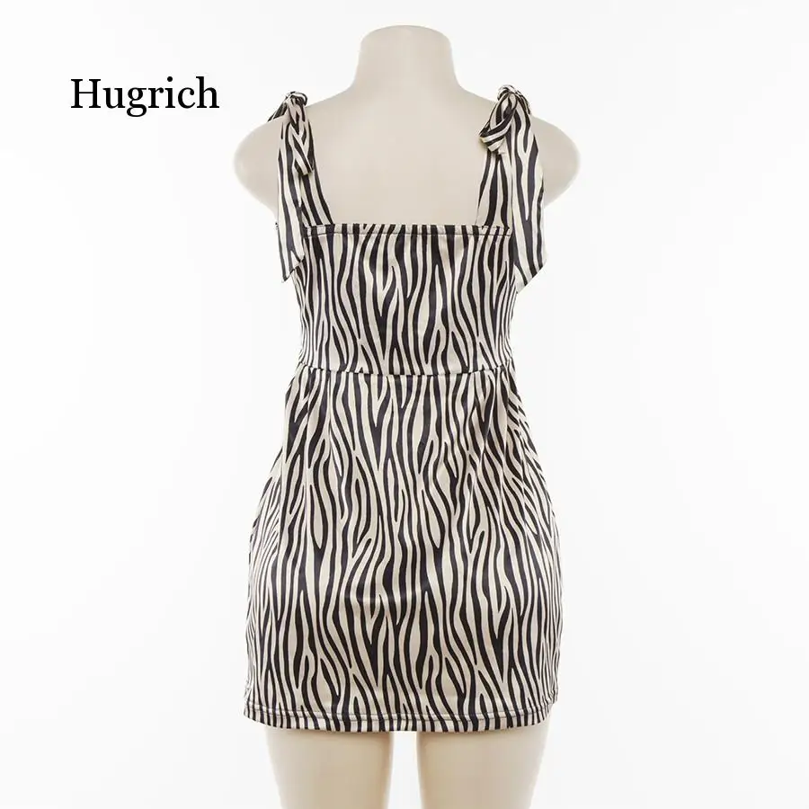 

Women Fashion Slim Zebra Print Dress Sleeveless Adjustable Spaghetti Strap Bodycon Casual Vestidos Dress 2020 New