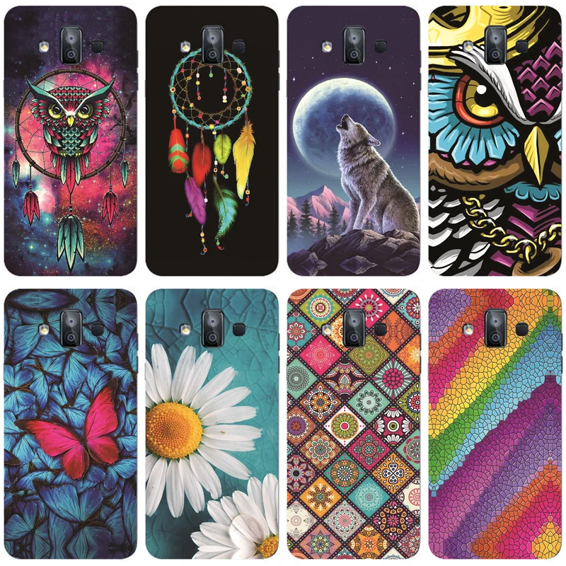 Чехол для Samsung Galaxy J7 Duo 2018, силиконовый милый чехол из ТПУ, задняя крышка для Samsung J7 DUO SM-J720F J720, чехлы для телефонов, цветочный бампер, coque