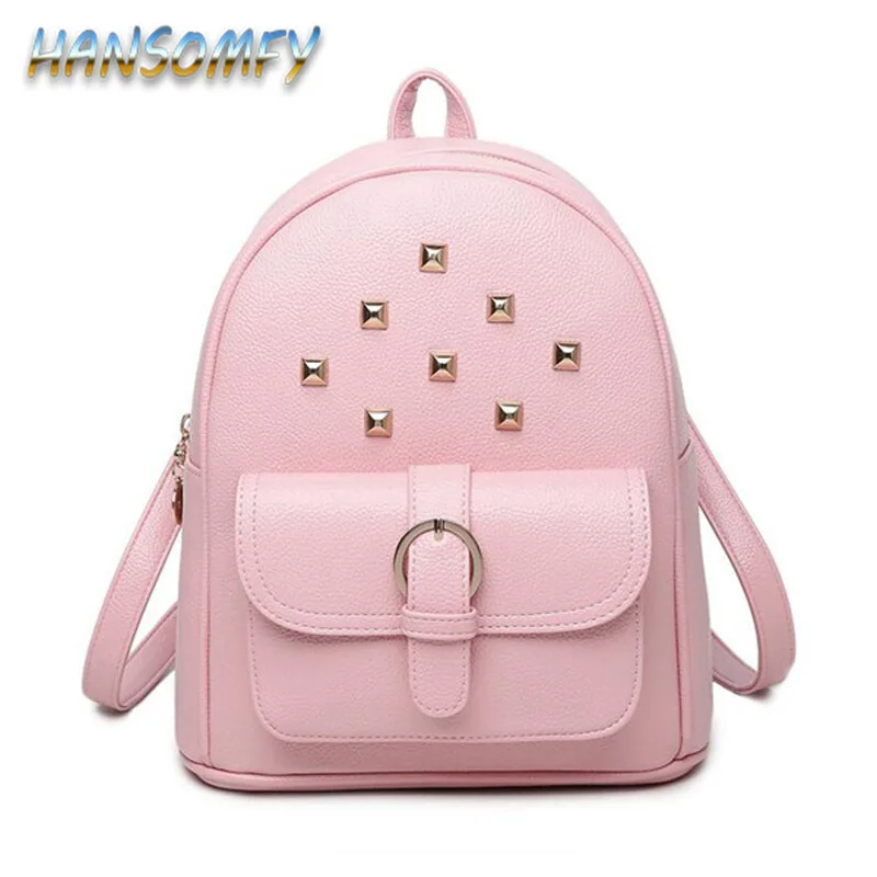 Женский кожаный рюкзак с заклепками модные школьные ранцы для девочек