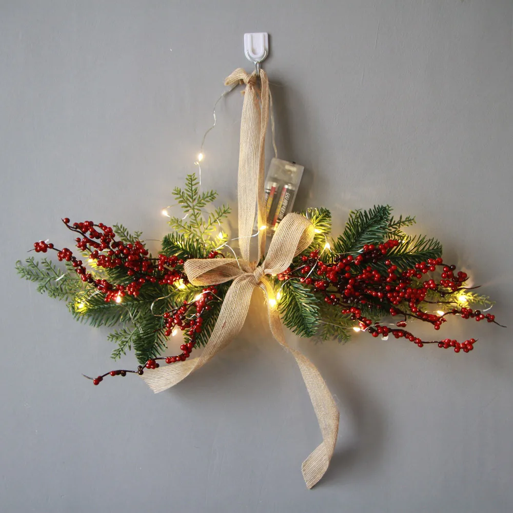 Рождественские банты венок 2 м светящаяся гирлянда дверная стена декоративное