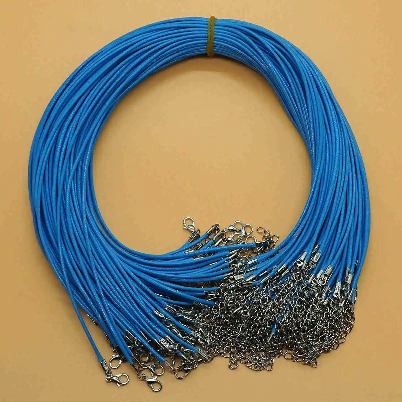 light blue 10 шт. 1,5-2 мм Ручная работа Регулируемая черная кожаная застежка-краб веревка с крючком цепочка плетеная веревка фурнитура для браслетов и подвесок - Цвет: light blue