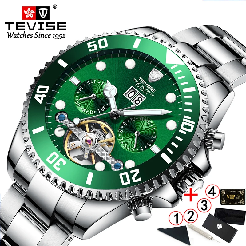 Часы TEVISE мужские роскошные из нержавеющей стали автоматические механические