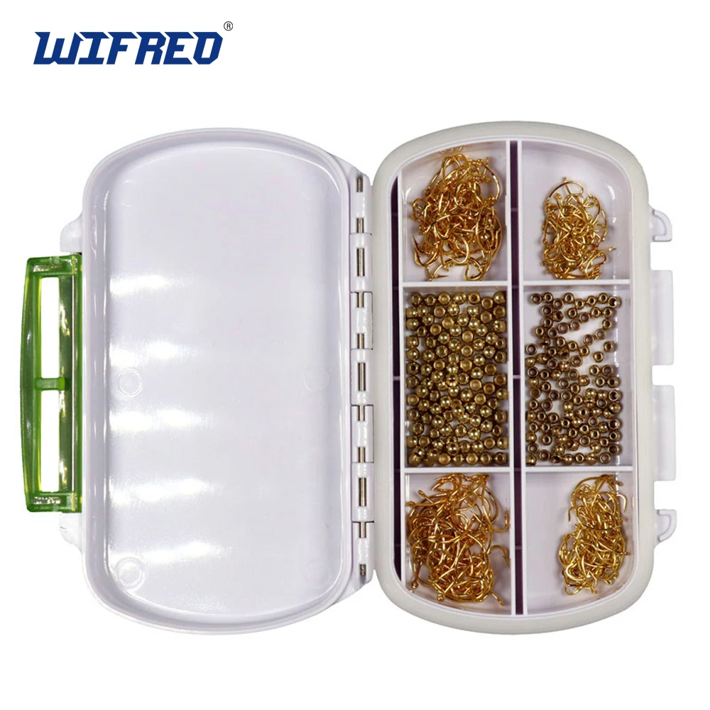 Wifreo Fishing Hook Brass Bead 3.8 2.8mm Fly Box Set Fly Tying Material for Beginner Nymph Scud Shrimp Caddis Larva Tying Combo