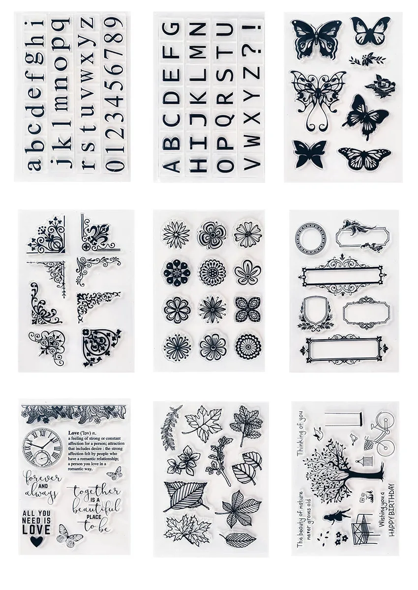 Прозрачные штампы с кленовыми листьями 11*16 см/Силиконовые пломбы роликовые для