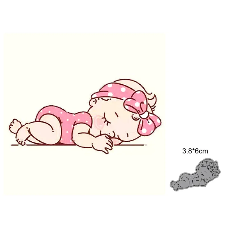 

Metal Cutting Dies Cut Mold Sleeping Baby Decoration Scrapbook Paper Craft Knife Mould Blade Punch Stencils
