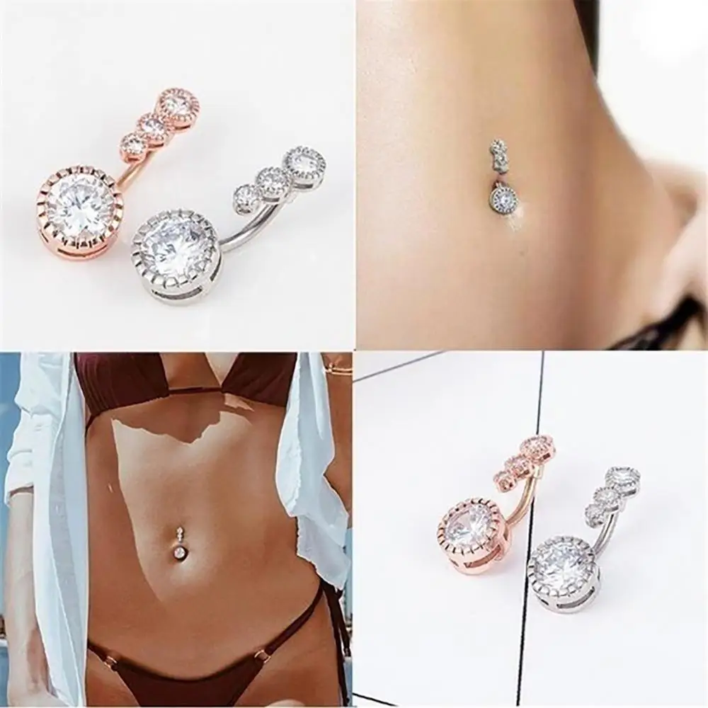

Women Belly Button Ring Cubic Zirconia Body Piercing Jewelry Navel Accessory