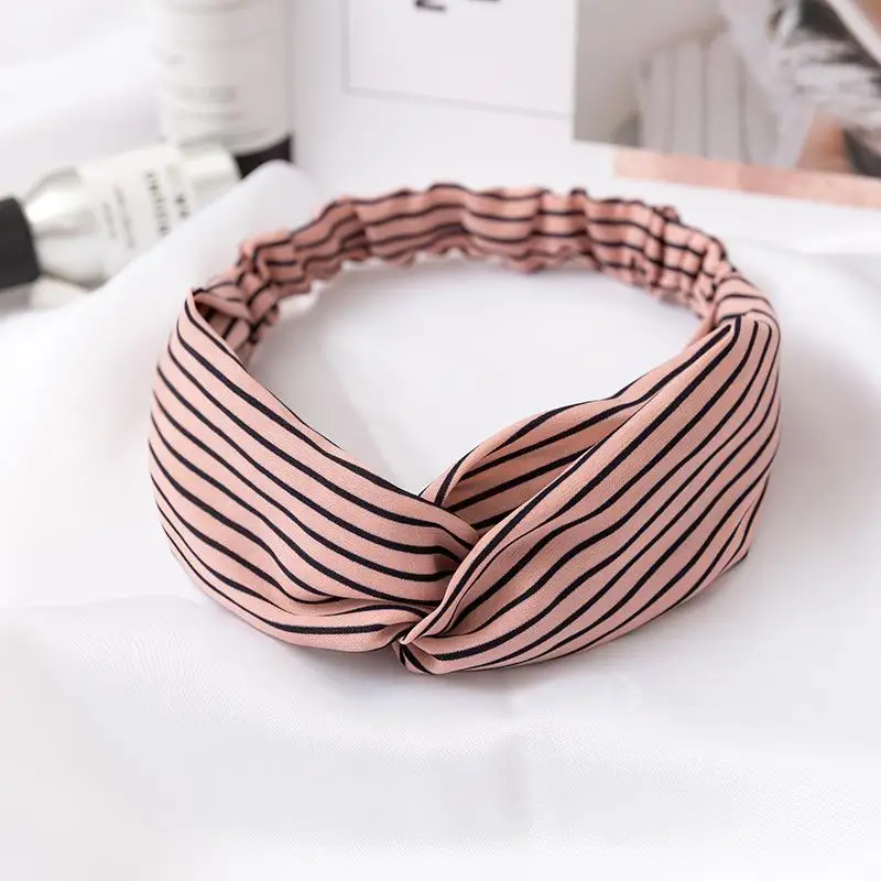 Модные гладкие тканевые полосатые скрученные повязки для волос Йога Цветочные
