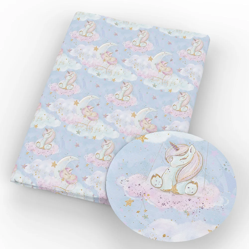 Ткань с принтом единорога из полиэстера и хлопка 50*145 см|Ткань| |