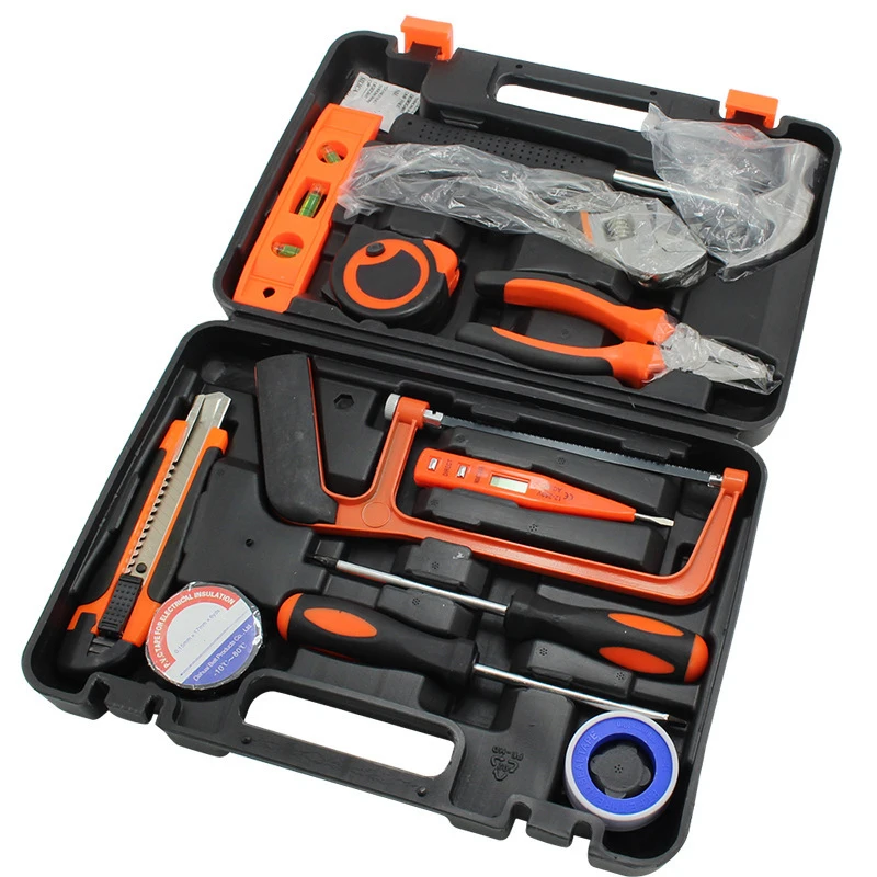 

13Pcs Hand Tool Set General Household Repair Hardware Tool Kit With Plastic Multifunction Toolbox Storage Case Screwdriver Knife