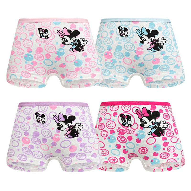 

4pcs Girls Cartoon Briefs Cotton Underwear Minnie Printing Panties Kids Brief Panties Soft Underpants Cute Florals Cutton Boxers