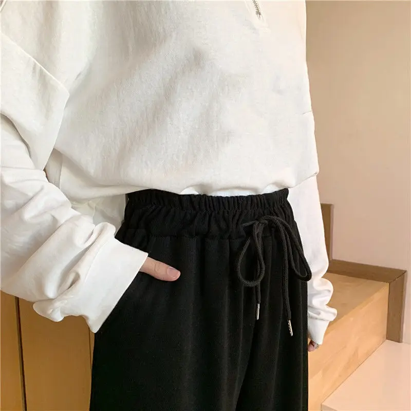 

Women Casual Pants Autumn Drawstring Harajuku Harem Trousers Plus Velvet Loose Elastic Waist Empire Students Korean Style Cozy