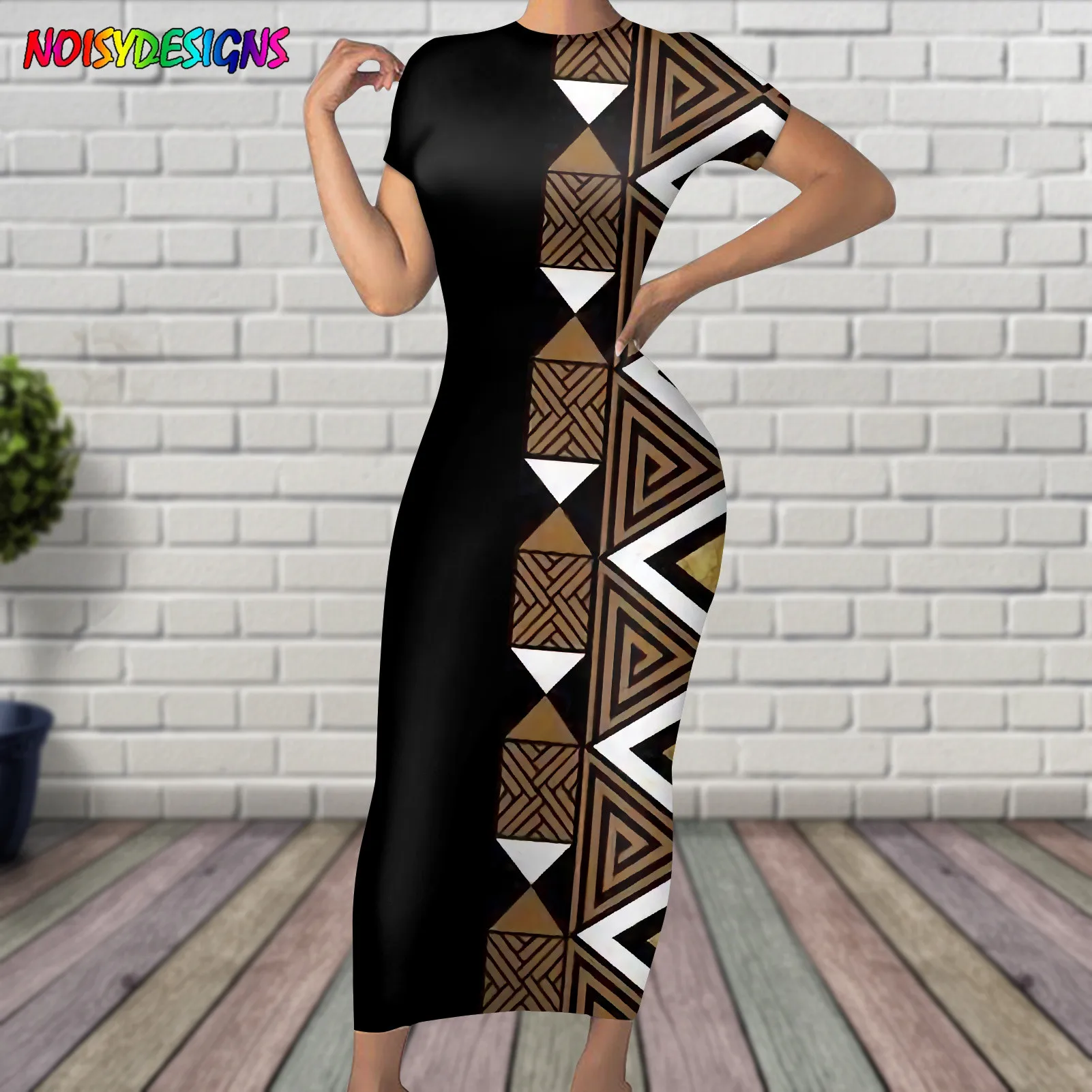 Женское летнее платье с коротким рукавом и Африканским принтом | Повседневные