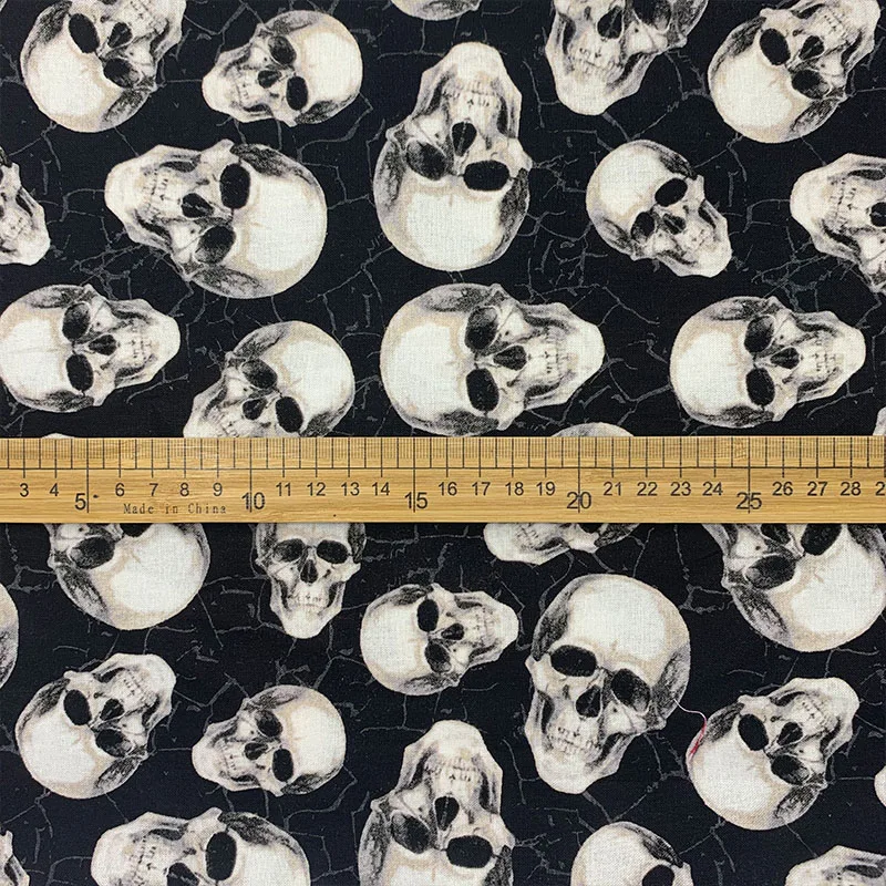 Classic Black Skull Head 100% Cotton Fabric Ghost Pattern Printed Cloth Patchwork Sewing Material Diy Women Dress/Shirt Clothing