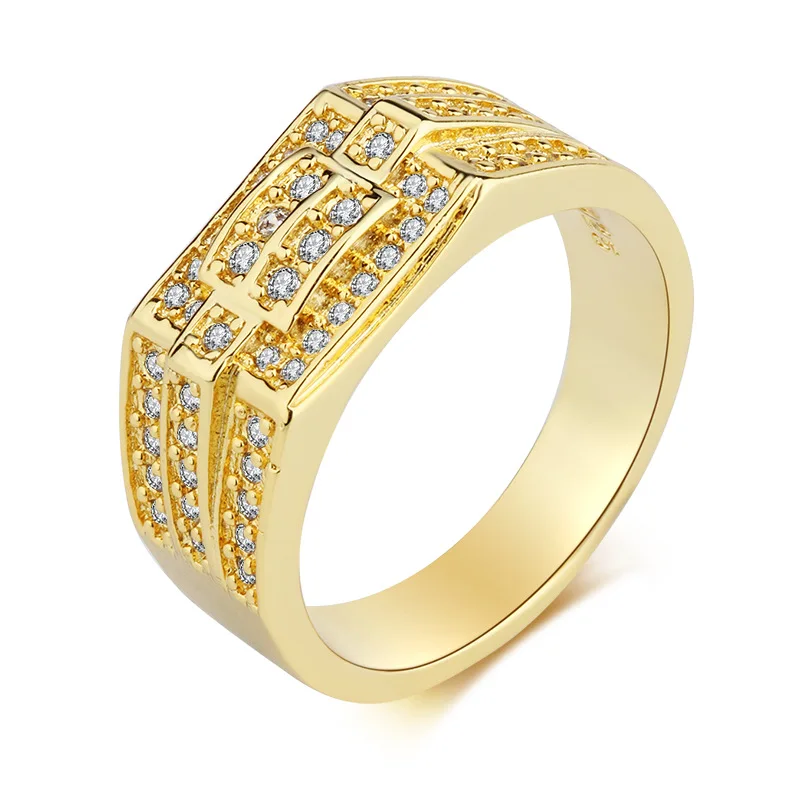 Панк микро проложить кубического циркония большие кольца 18 кргп Золото Цвет босс