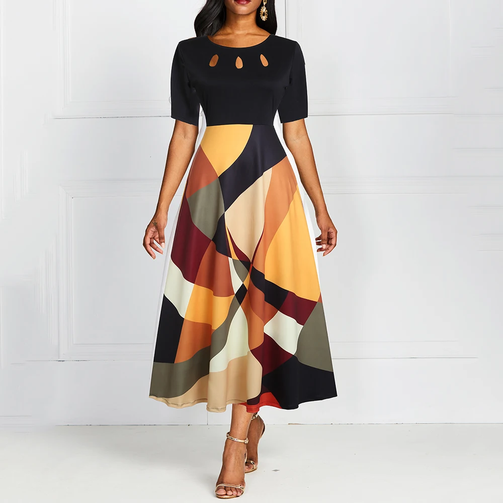 Вечернее Летнее платье макси для женщин 2019 короткий рукав цветочный принт желтый