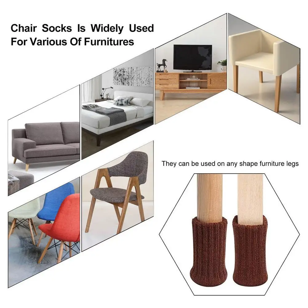 24 PCS Knitted Chair Leg Socks Furniture Non-slip Floor Protectors Feet Covers Moving Noise Reduction | Дом и сад