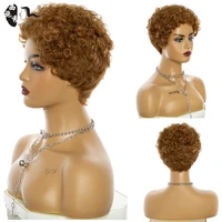 xishixiu afro kinky synthetic hair wig short natural curly wigs pixie cut wig ombre short machine made synthetic wig