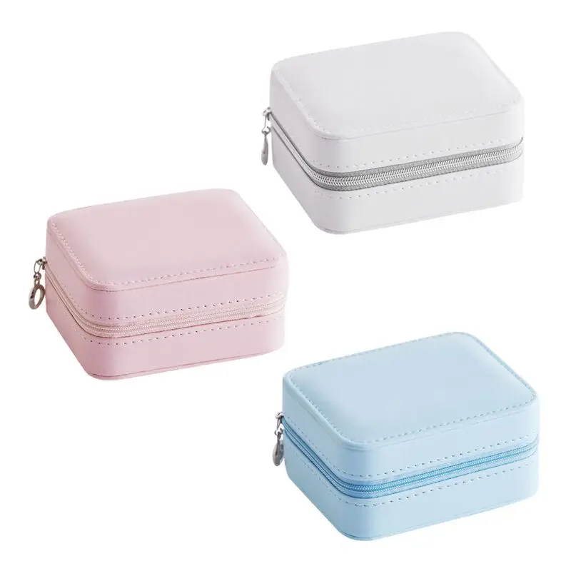 

Travel Portable Jewelry Box Earrings Bracelet Rings Lipstick Storage Case Creative Waterproof Organizer with Makeup Mirror