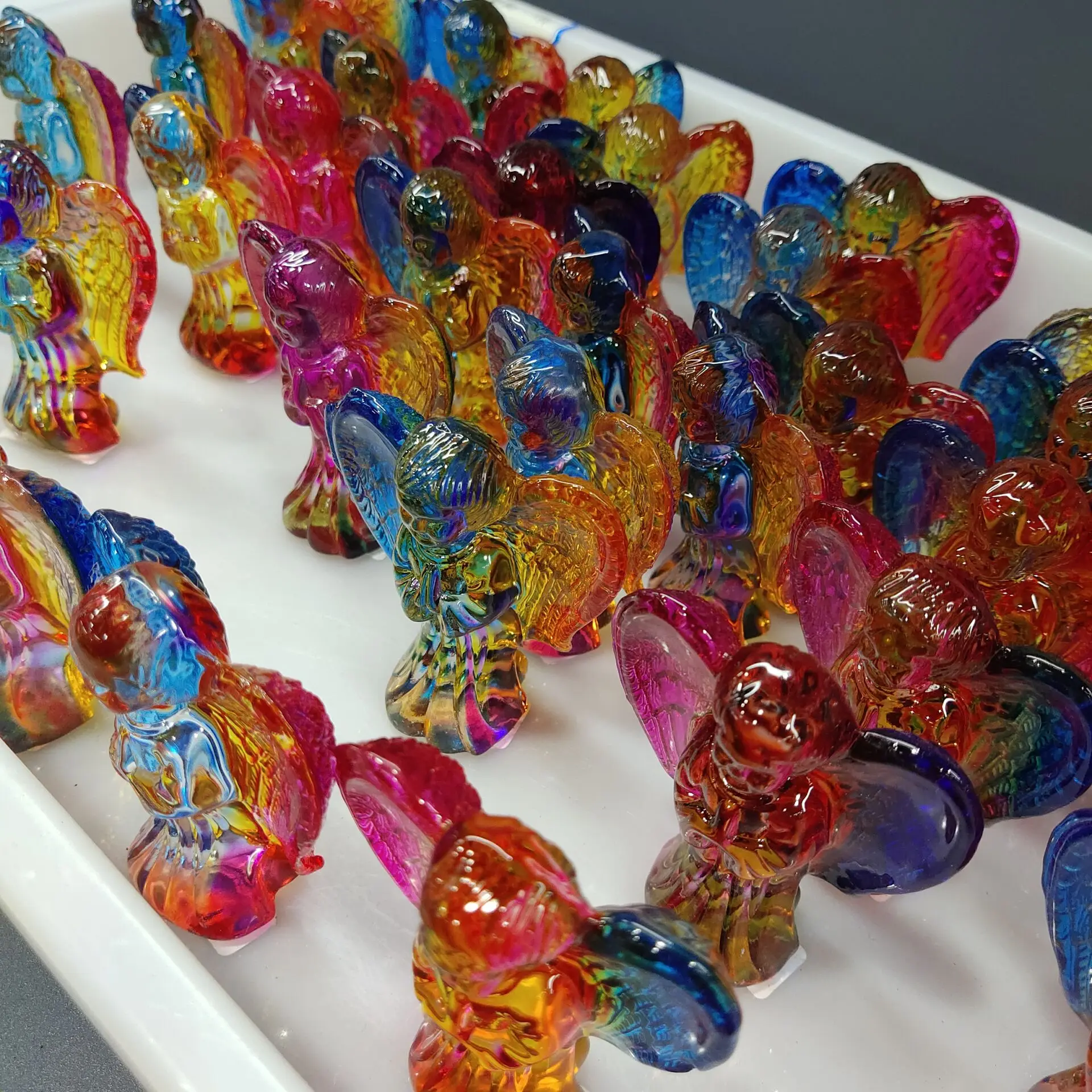 

1PC Natural Crystal Guardian Angel Figurine Ornament Colorful Healing Stone Gem Home Decor Craft Gift