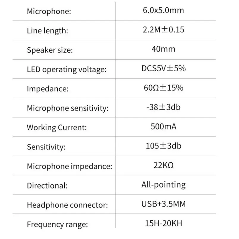 

LED Colorful Breathing Lights Marquee Headphone 7.1 Surround Sound Effect 3.5mm+USB Wired Gaming Gaming Headset