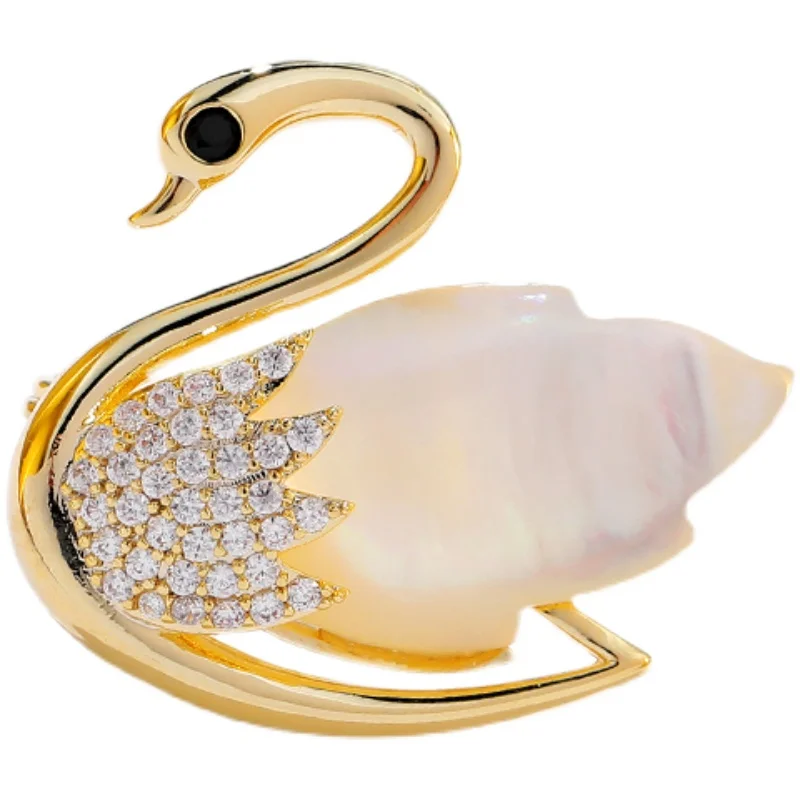 

Natural shell swan corsage pin female Korean fashion luxury exquisite brooch brooches suits tie-in coat