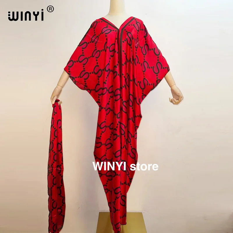 America Printed skirt For Women Fashion Design Loose Dress Batwing Maxi Long Femme Vestidos Summer Autumn Party Elegant Dress