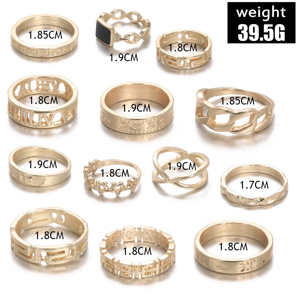 

Tocona Bohemian Vintage Water Drops Star Geometric Crystal Ring Set Women Charm Joint Ring Fashion Jewelry Gift
