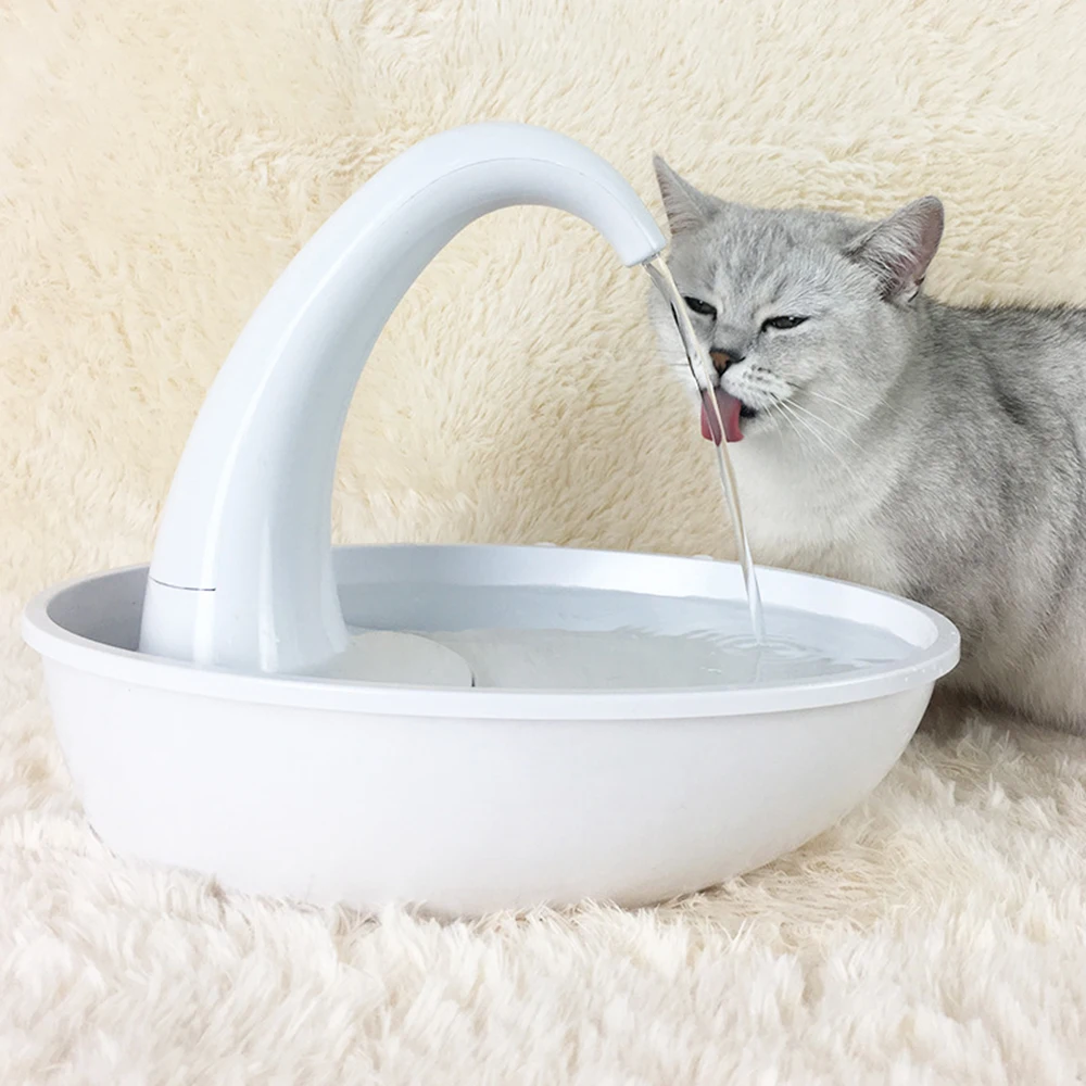 

Automatic Pet Cat Water Dispenser Flow-Adjustable Quiet Cat Dog Drinking Water Fountain Swan Shape Drinker Feeder Bowl 2.34L