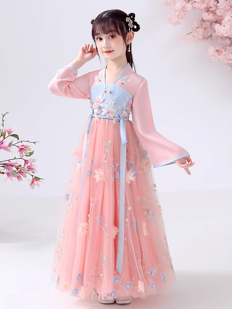 Традиционная китайская синяя детская одежда Hanfu для косплея детский