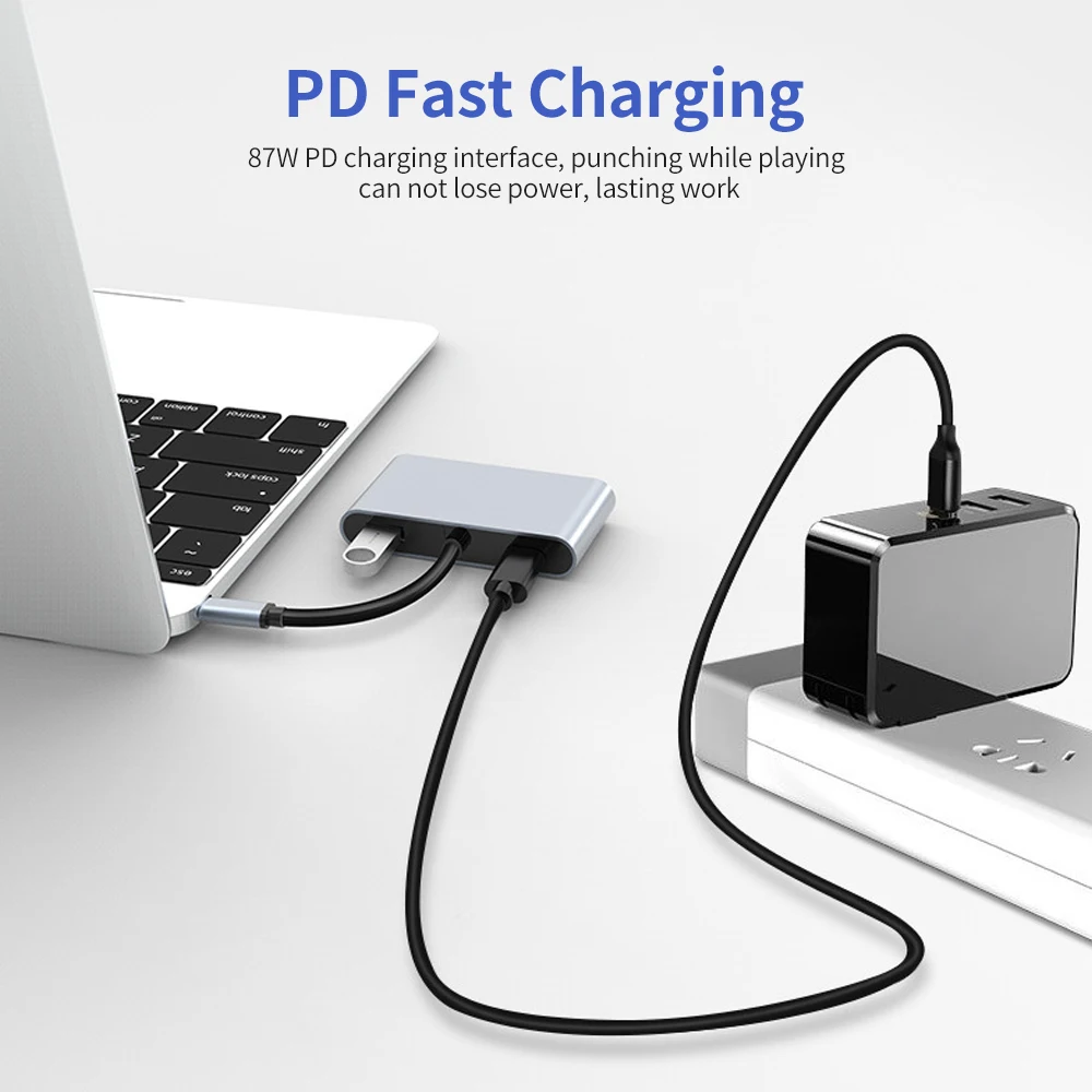 5 в 1 USB-C концентратор многофункциональный адаптер HDTV * 2 + VGA USB PD Поддержка