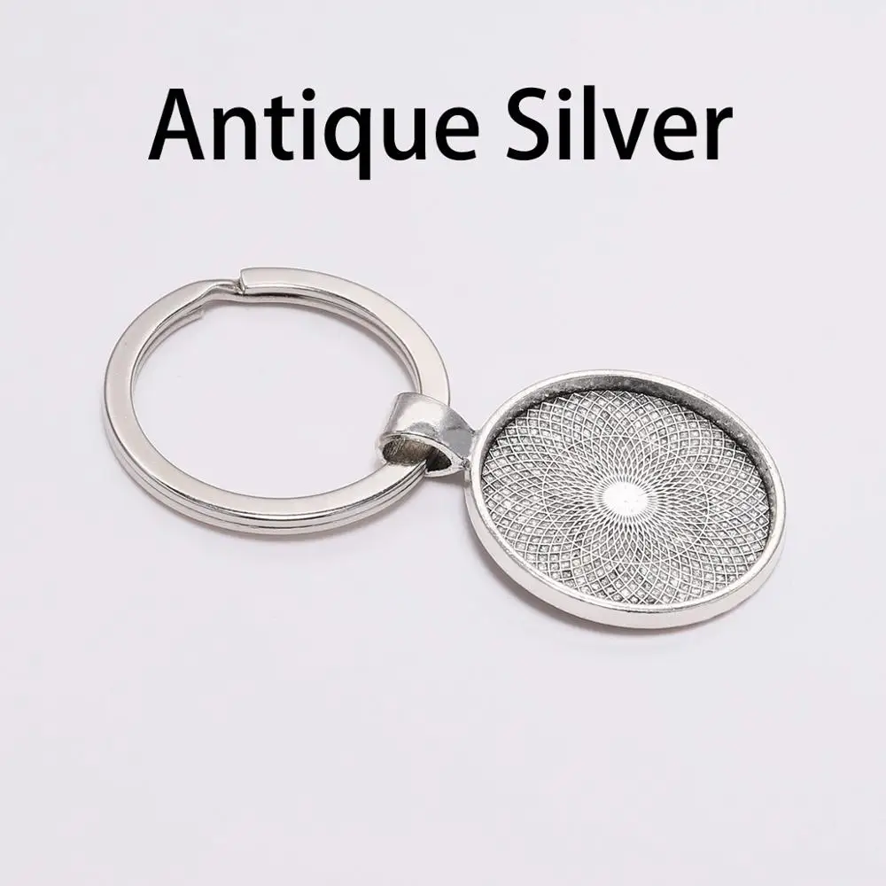 Antique silver 5 шт./лот 25 мм брелок Подвеска ободок пустой Кабошон База Установка Llaveros застежка фурнитура брелок для DIY ювелирных изделий - Цвет: Antique silver