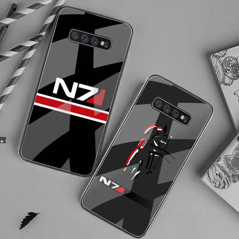 

KPUSAGRT N7 Mass Effect Phone Case Tempered Glass For Samsung S20 Plus S7 S8 S9 S10 Plus Note 8 9 10 Plus