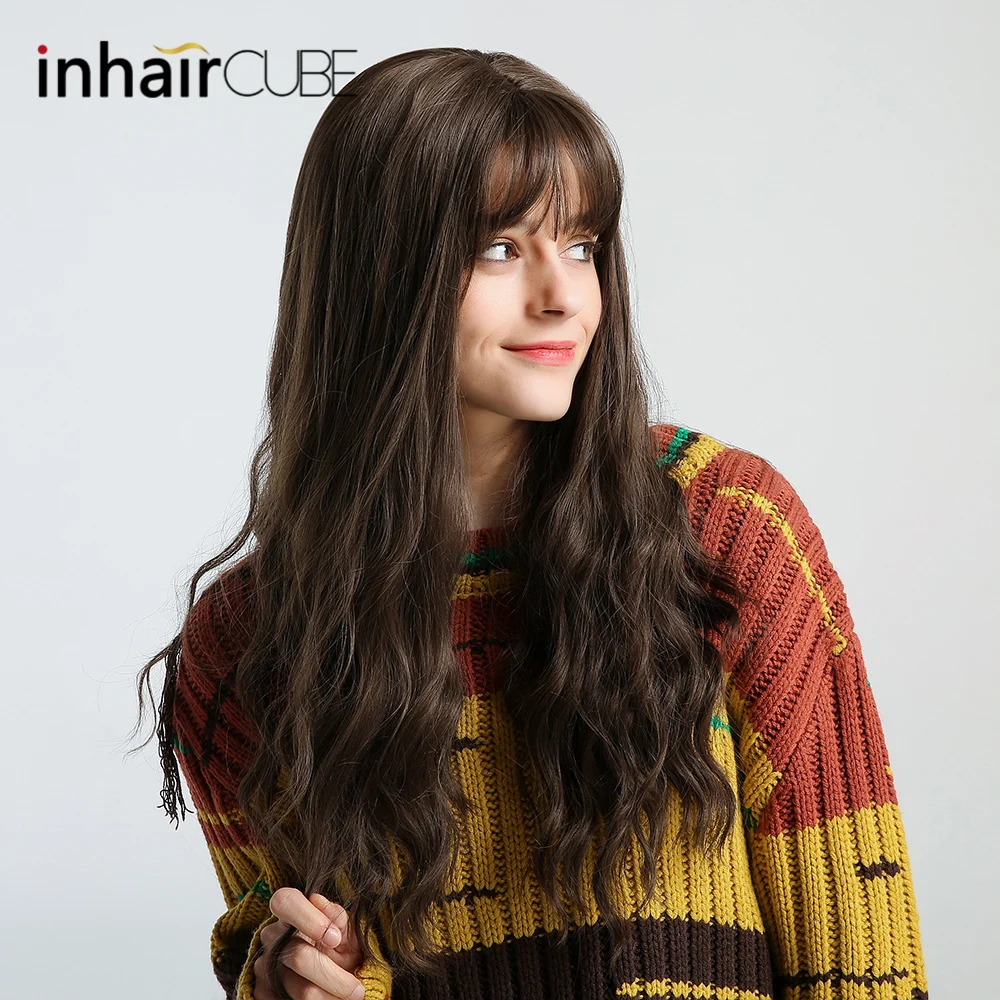 Inhair Cube женский парик темно коричневый длинные вьющиеся термостойкие