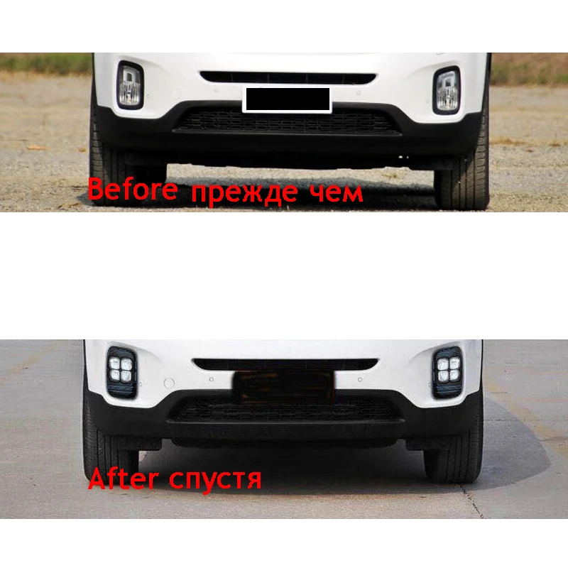 Для KIA Sorento противотуманный светильник s 2013 светодиодный DRL передние фары противотуманный светильник Дневной светильник светодиодный дневные ходовые огни противотуманные фары
