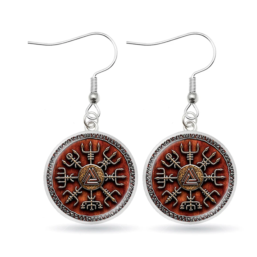 Викинг норвежский серьги вегвисер висячие стекло кабошон талисман амулет