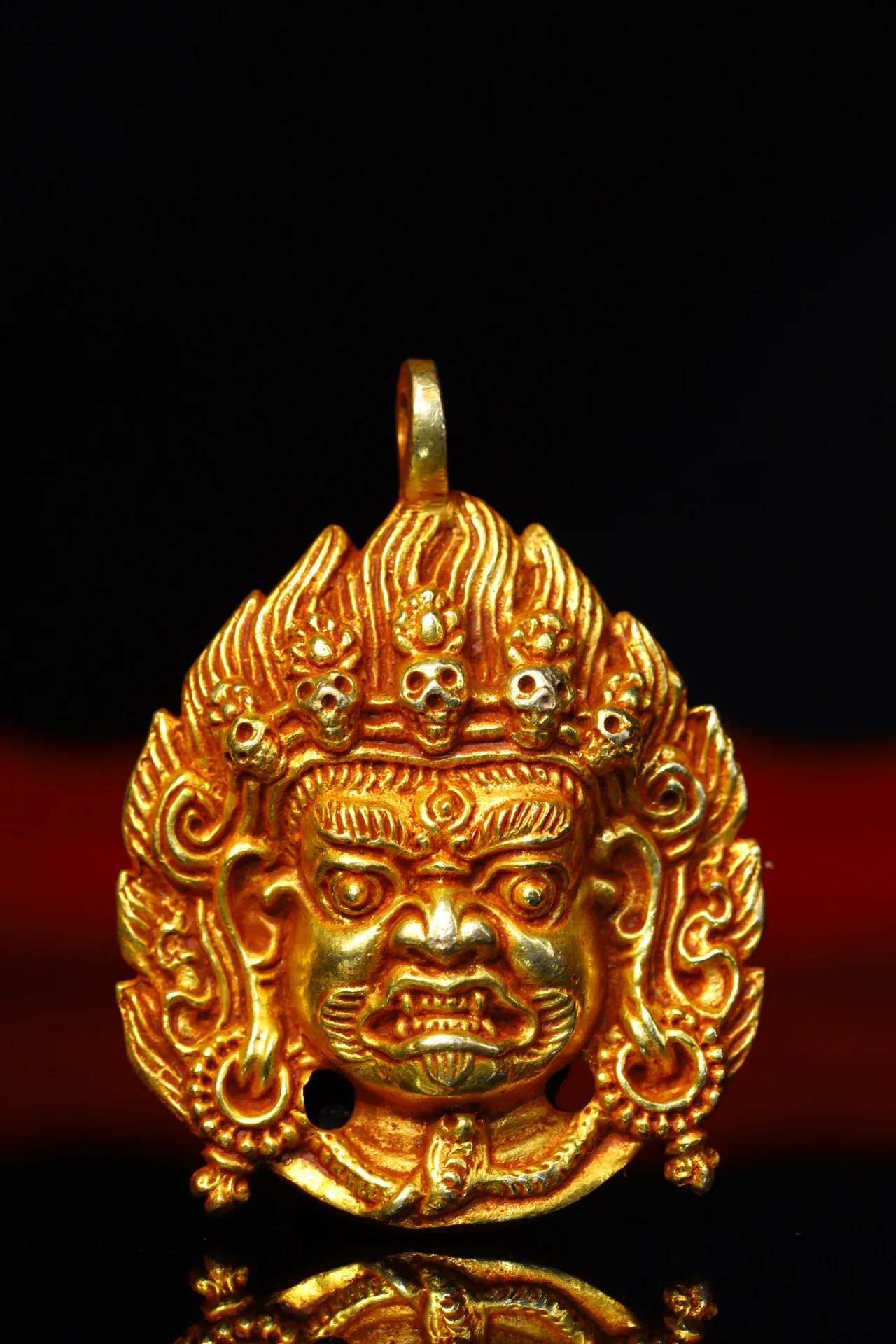 Тибетская буддийская 100% статуя Махакала ручной работы старые медные подвесные