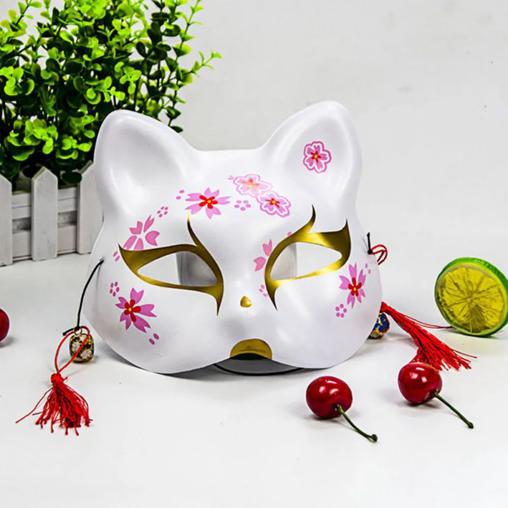 Японские маски лисы с кисточками маска из ПВХ колокольчиком лиса кошка косплей
