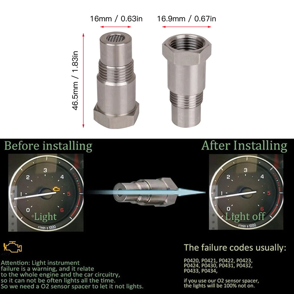 

Car Oxygen O2 Sensor Adapter Auto CEL Fix Check Engine Light Eliminator Adapter M18X1.5 Fitting Eliminator Test Pipe Dropship