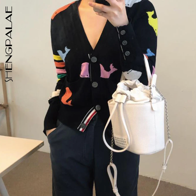 SHENGPALAE женское однобортное пальто с v-образным вырезом и карманами длинным