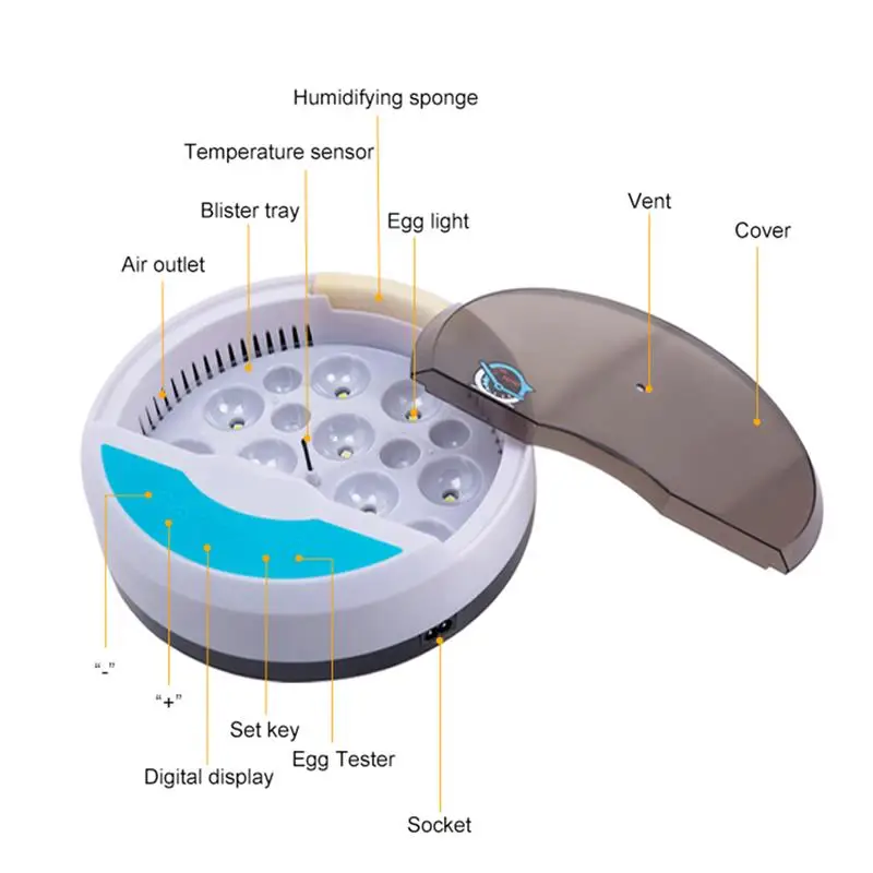 

Mini 9 Egg Incubator Farm Hatching Digital Temperature Humidity Automatic Control Brooder Poultry Quail Chicken Duck Bird LED