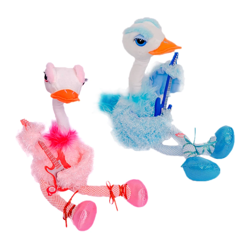 

Прекрасный Электрический мягкий плюшевый фламинго, удерживающий гитарную игрушку, танцующая пение, мягкая кукла, детский подарок, домашний...